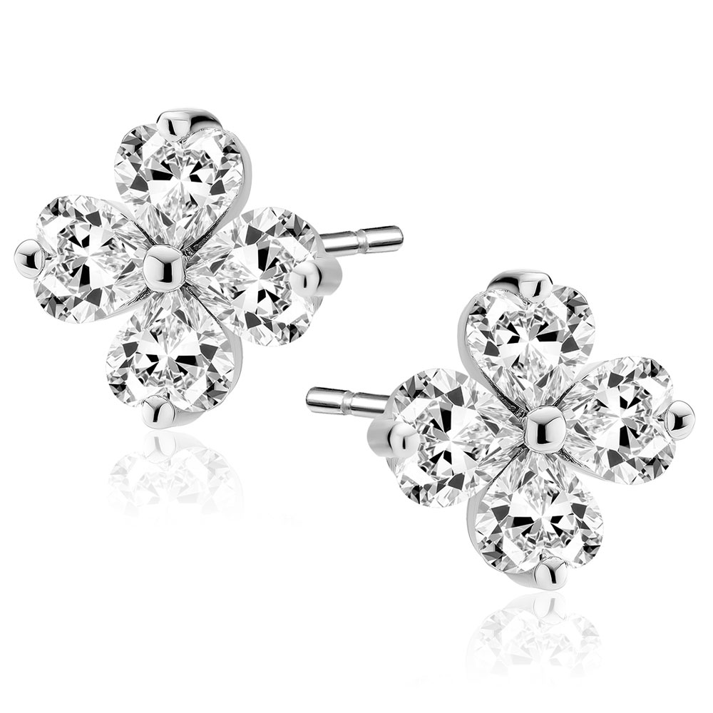 Cercei argint trifoi cu 4 foi cu pietre DiAmanti Z2201ER_W-DIA Cercei argint trifoi cu 4 foi cu pietre DiAmanti Z2201ER_W-DIA